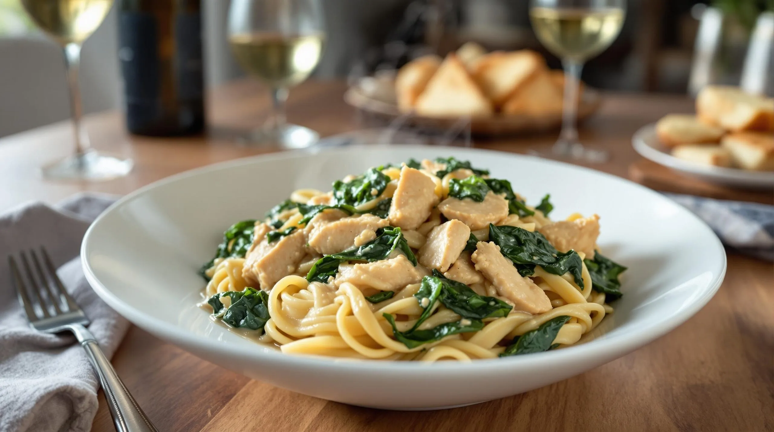 creamy chicken spinach pasta