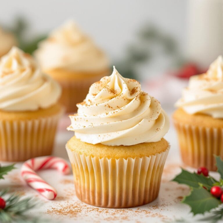 eggnog cupcakes with creamy eggnog buttercream frosting